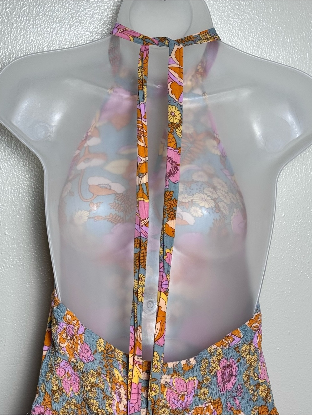 Halter Floral Maxi Dress in Pink, Mustard & Gray - Picture 5 of 10